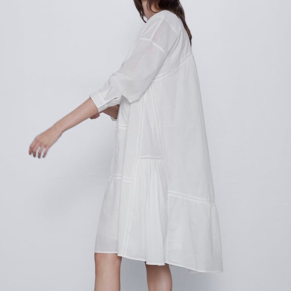 ZARA Embroidered Voluminous Dress - EUC - Size M - Picture 2 of 12